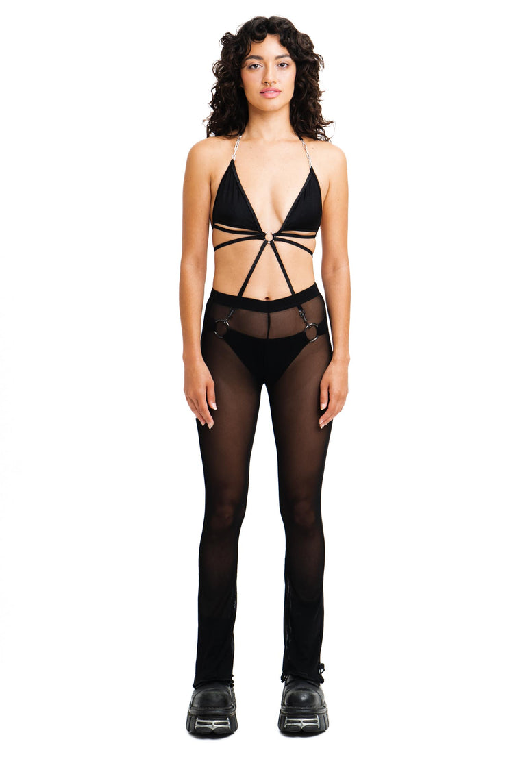 See through mesh leggings with a flared cut from IVY Berlin.