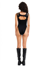 Layered black cutout bodysuit from IVY Berlin