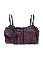 Purple snake skin crop top in a sero waste style.