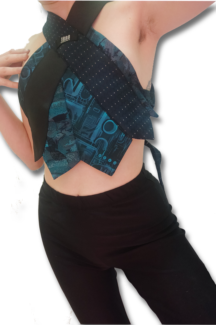 Upcycled Electric Blue Tie Top