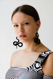 sleek black snake earrings