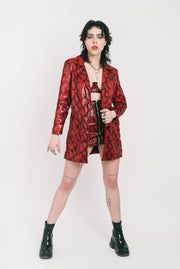 Cherry red snake skin blazer out of a shiny fabric made by IVY Berlin