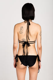 Black bikini bottoms with o ring and cheeky cut