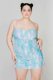 blue and pink mesh adjustable dress