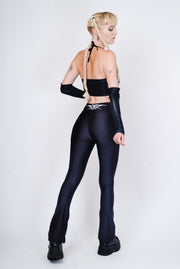 Strappy top made out of black snake fabric with matching sleeves in our "Lara croft" style from the back